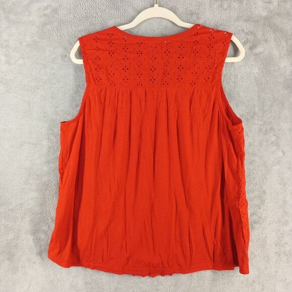 NWT Knox Rose Floral Eyelet Embroidered Top Tassel Tie Rib Knit Rebel Red - Picture 11 of 13